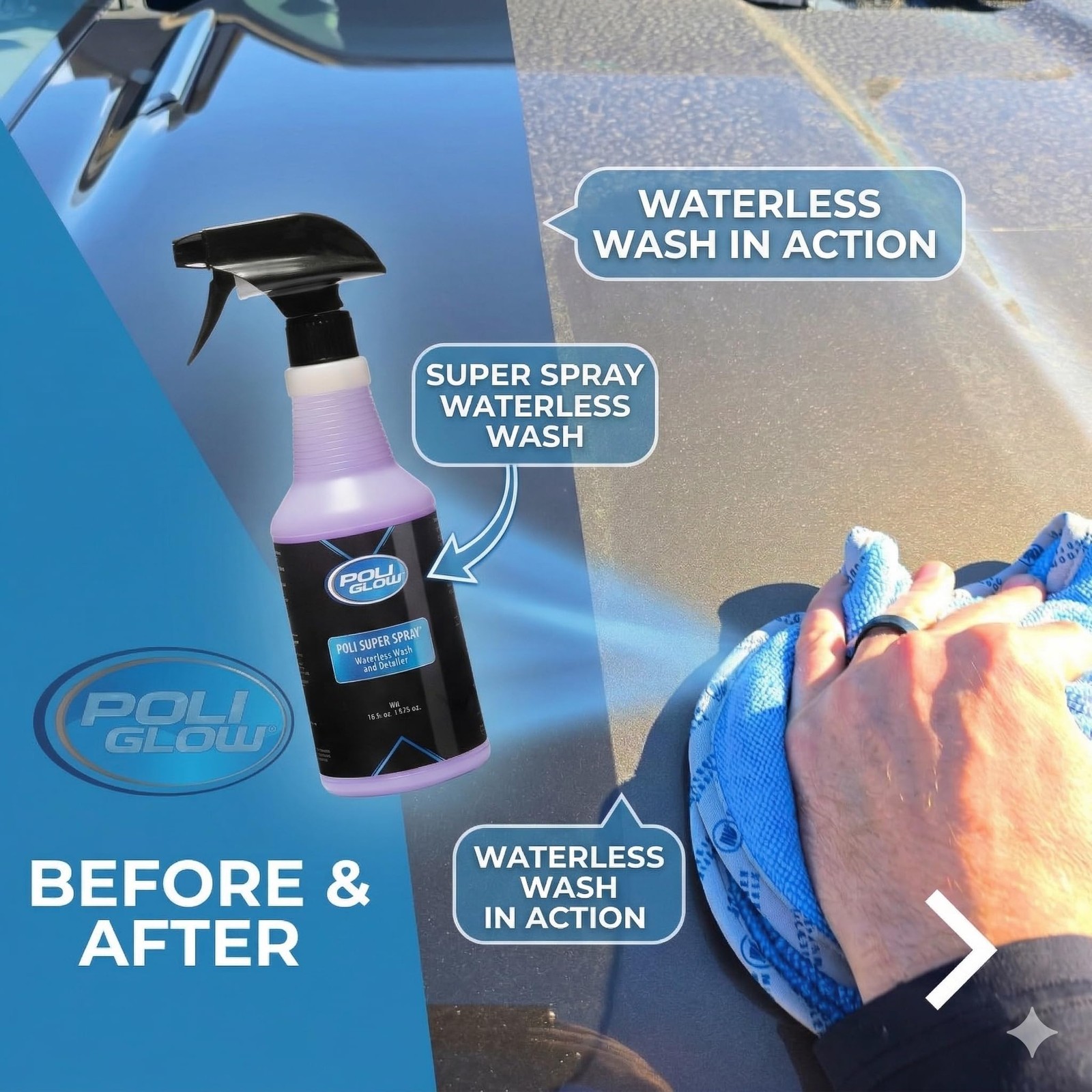 Poli Super Spray® Waterless Cleaner–No Rinse Car, Boat & RV Wash Streak-Free,…