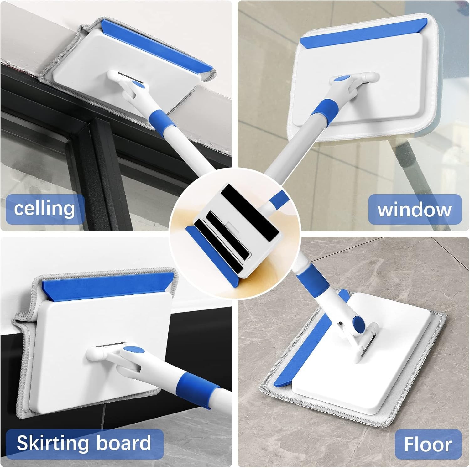 Baseboard Cleaner Tool with Handle, Wall Cleaner with Extendable Long Handle …