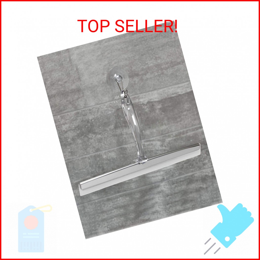 iDesign Zia Metal and Plastic Bathroom Squeegee for Shower, Glass Doors, Floors,