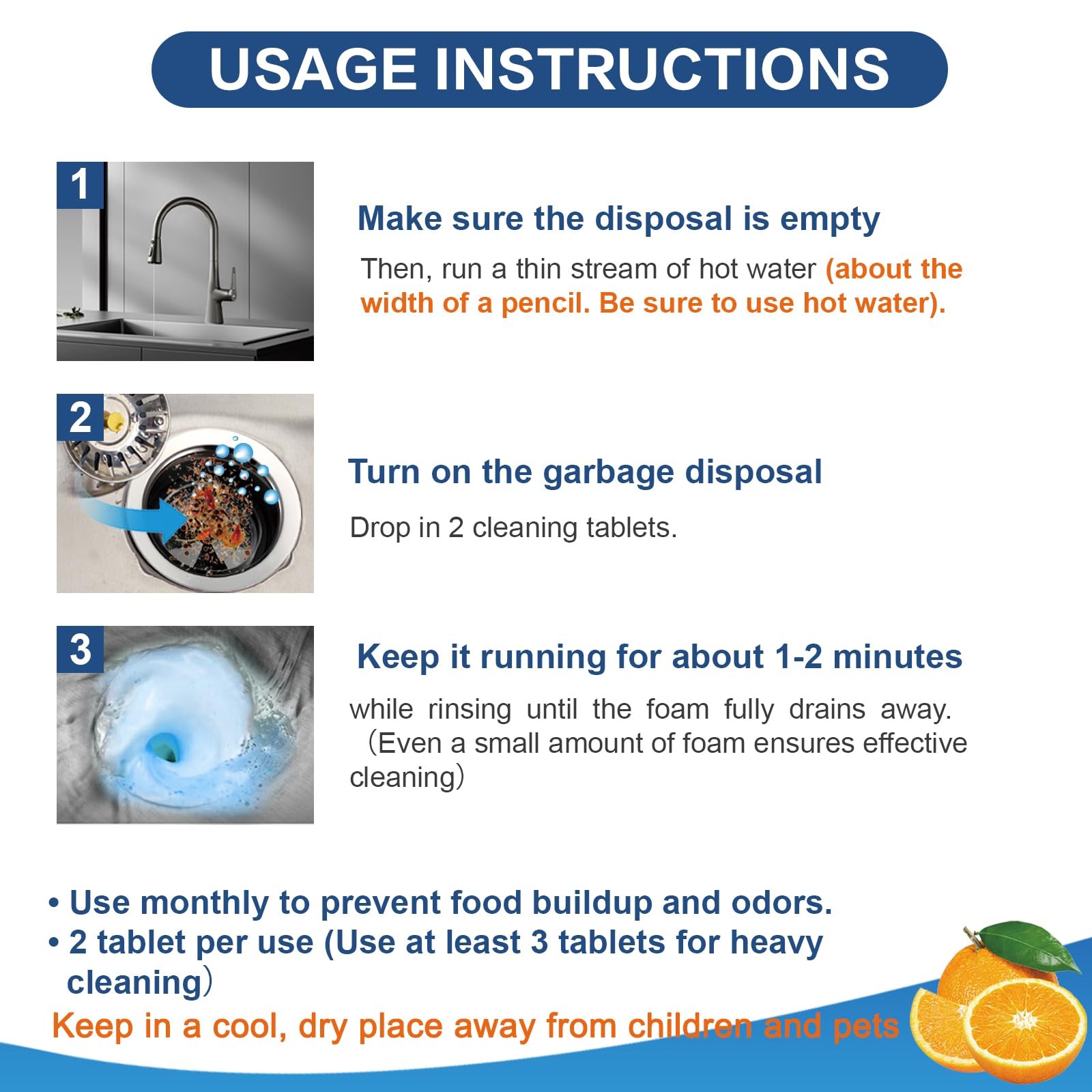 30 PCS Garbage Disposal Cleaner Tablets Foaming Kitchen Sink Odor Deodorizer