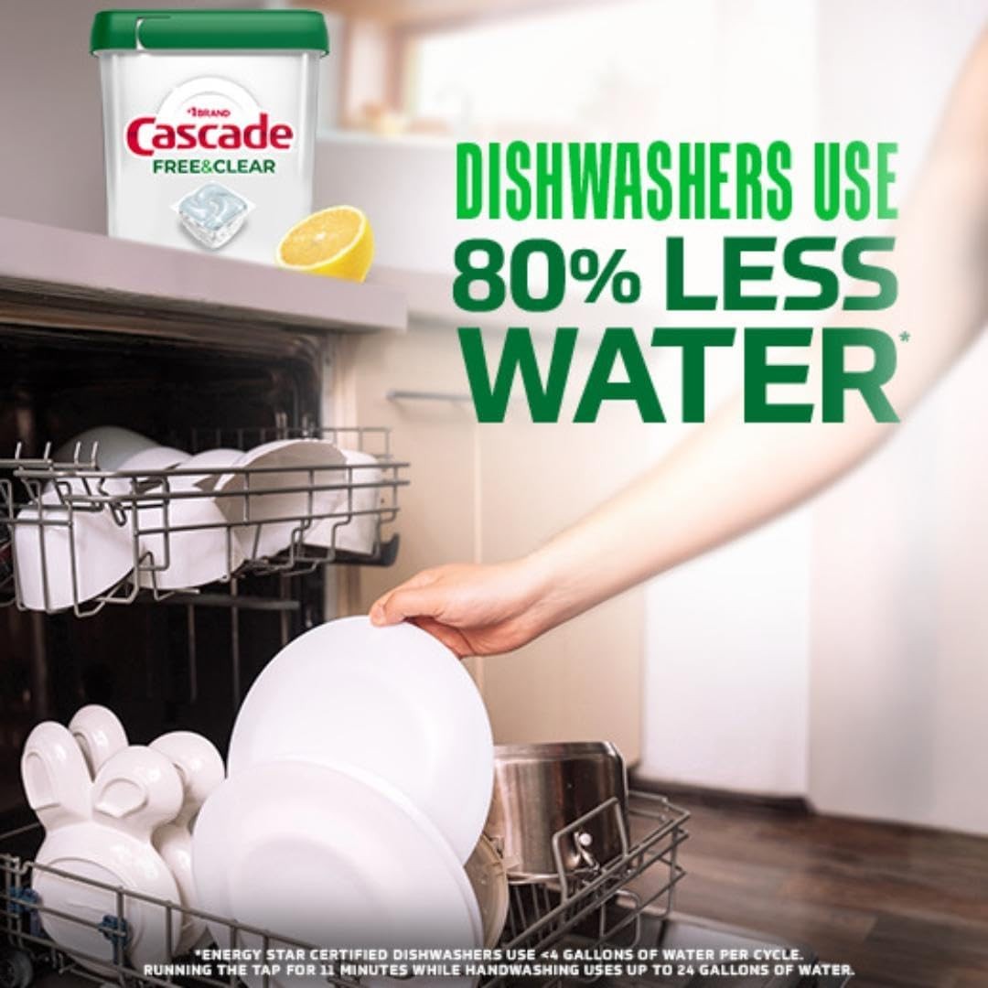 Cascade Free & Clear Dishwasher Pods, Dishwasher Detergent, Dish Detergent Soap,