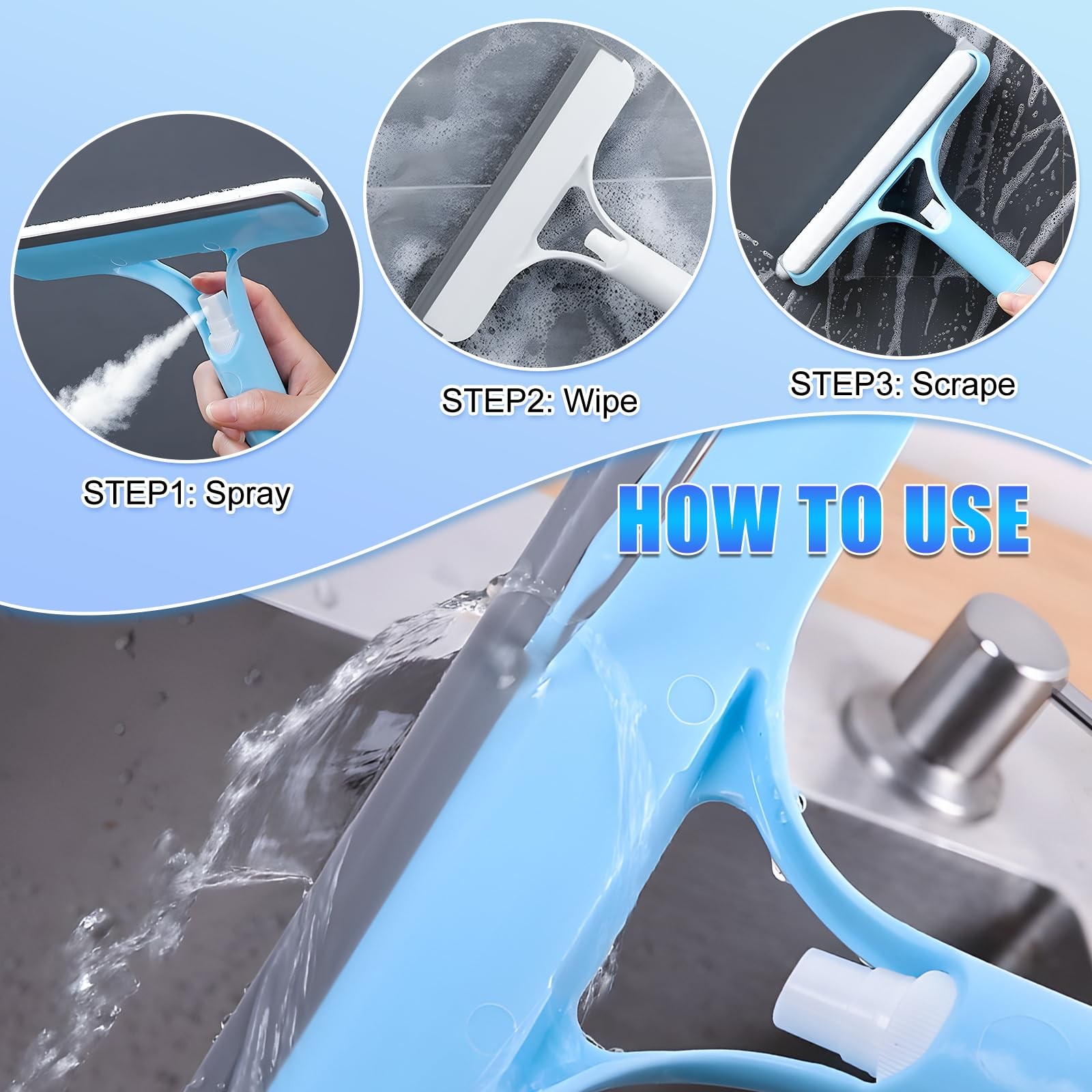 3 in 1 Spray Squeegee, 3 in 1 WindowSqueegee Cleaner, Spray WindowSqueegee Cl…