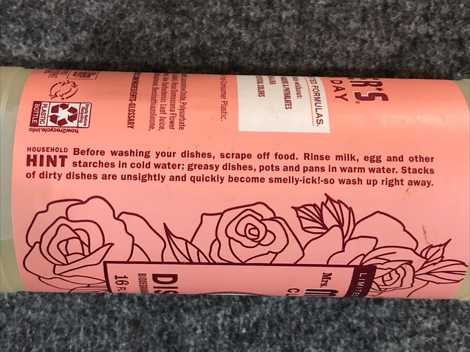 MRS. MEYER’S CLEAN DAY Liquid Dish Soap Limited Edition Scent ROSE 16 fl oz NEW