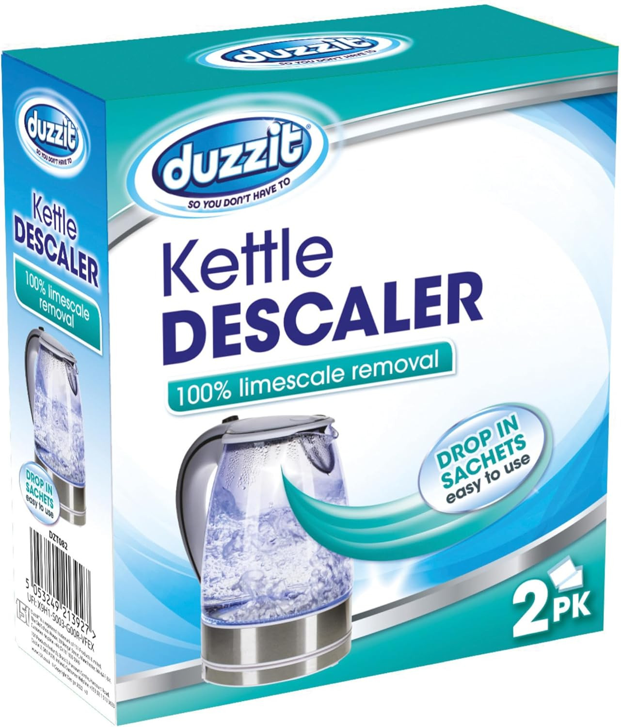 Kettle Descaler Limescale Remover Easy to Use Drop in Sachet, Blue, (Pack of 2)