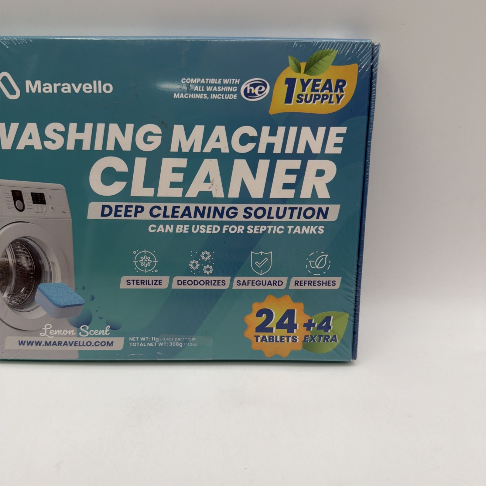 Maravello Washing Machine Cleaner Deep Washer Cleaner 24 Tablets, 1 Year