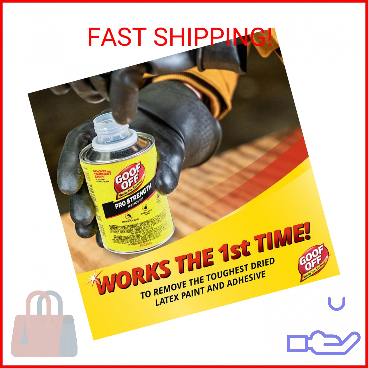 Goof Off Pro Strength Remover, Adhesive & Glue Remover for Dried Latex Paint, Ca