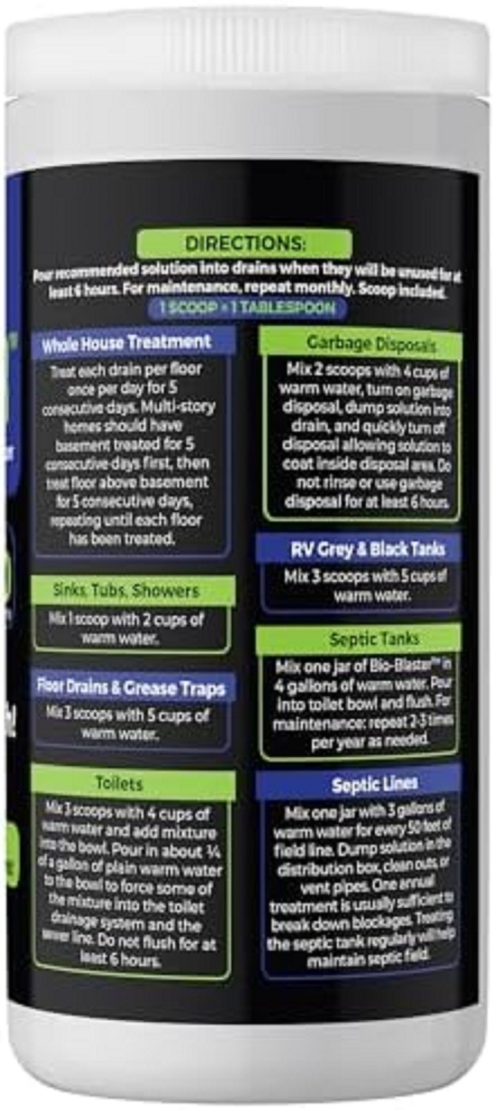 Enzyme Drain and Septic Cleaner and Friendly Bacteria Booster. Extra Large 2 lb.