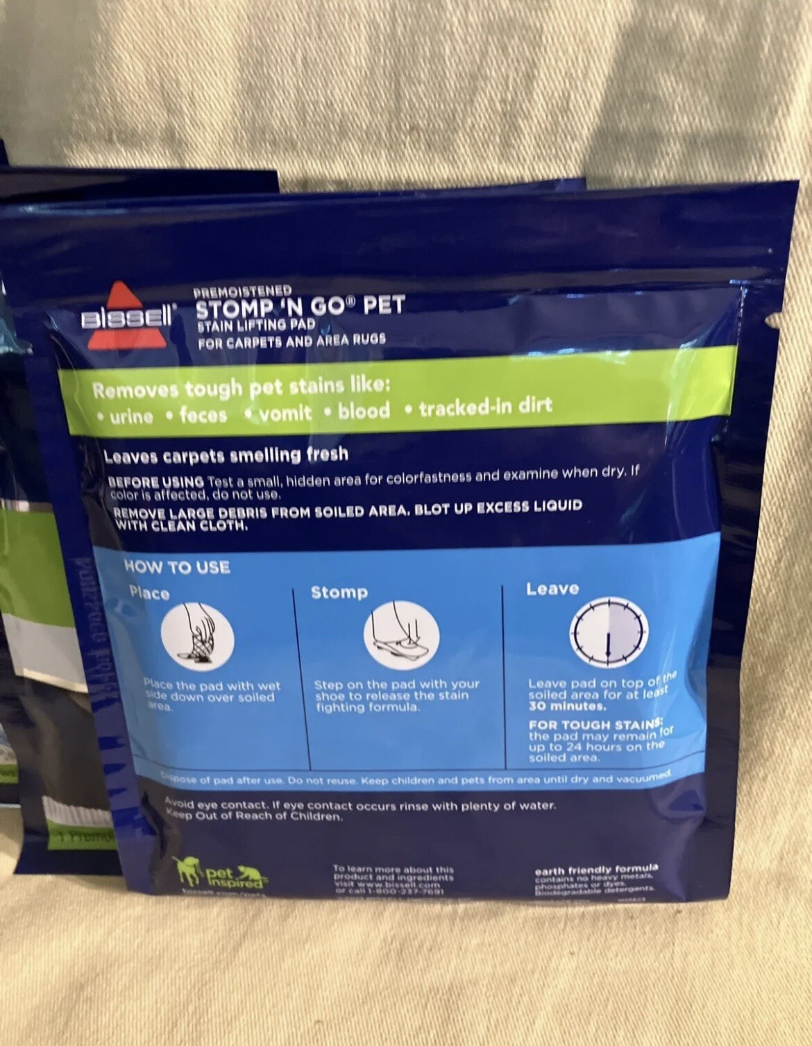 Bissell Stomp ‘n Go Pet Stain Lifting Pad+ OXY 5 Pack New Sealed! Discontinued!