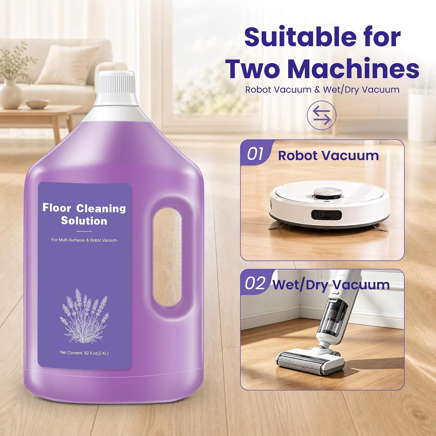 Lavender Scented Floor Cleaning Solution 82 FL OZ Compatible Dreame C Floor
