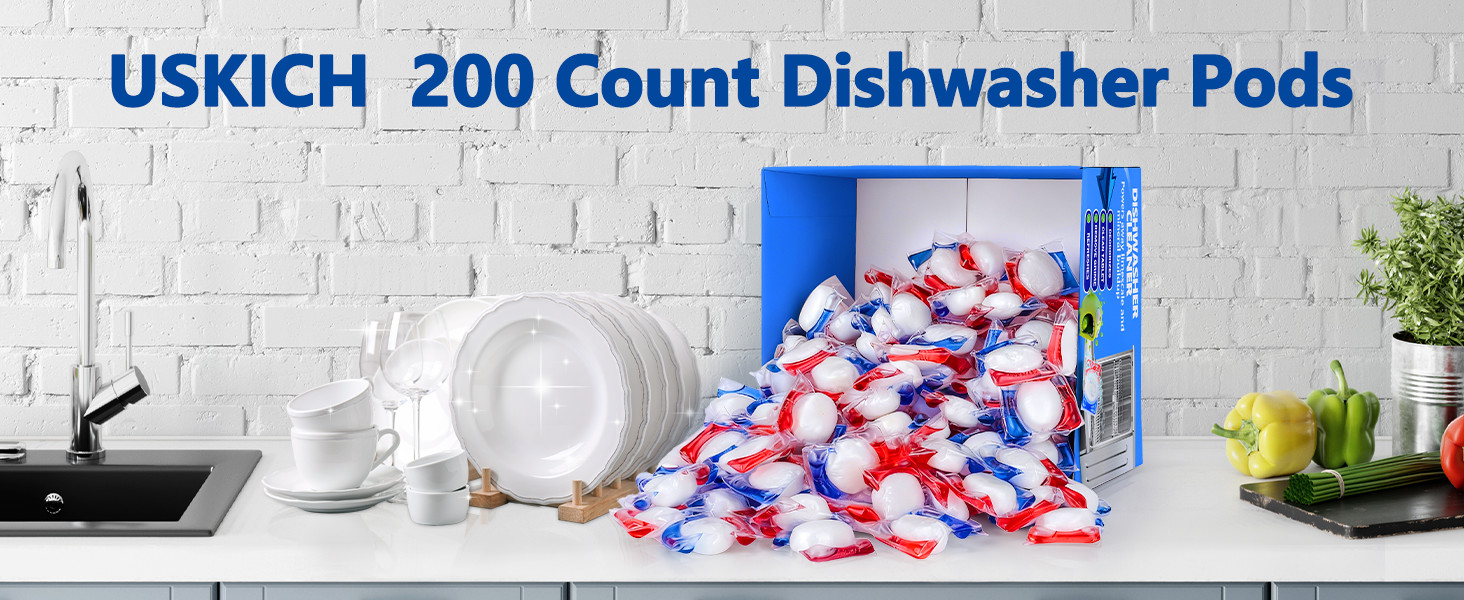 32 Count Dishwasher Pods, No Pre-Rinse Dishwasher Detergent Soap On Stain and