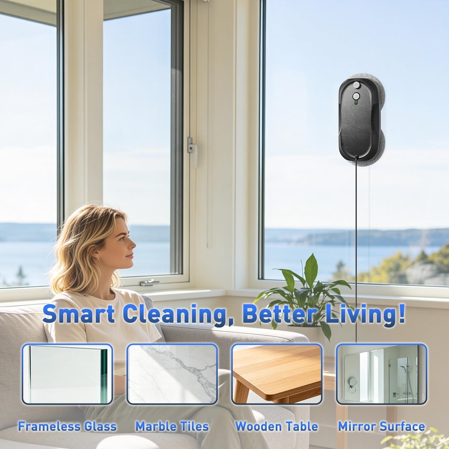 KKI Window Cleaning Robot Auto Spray Remote Glass Cleaner 3200Pa