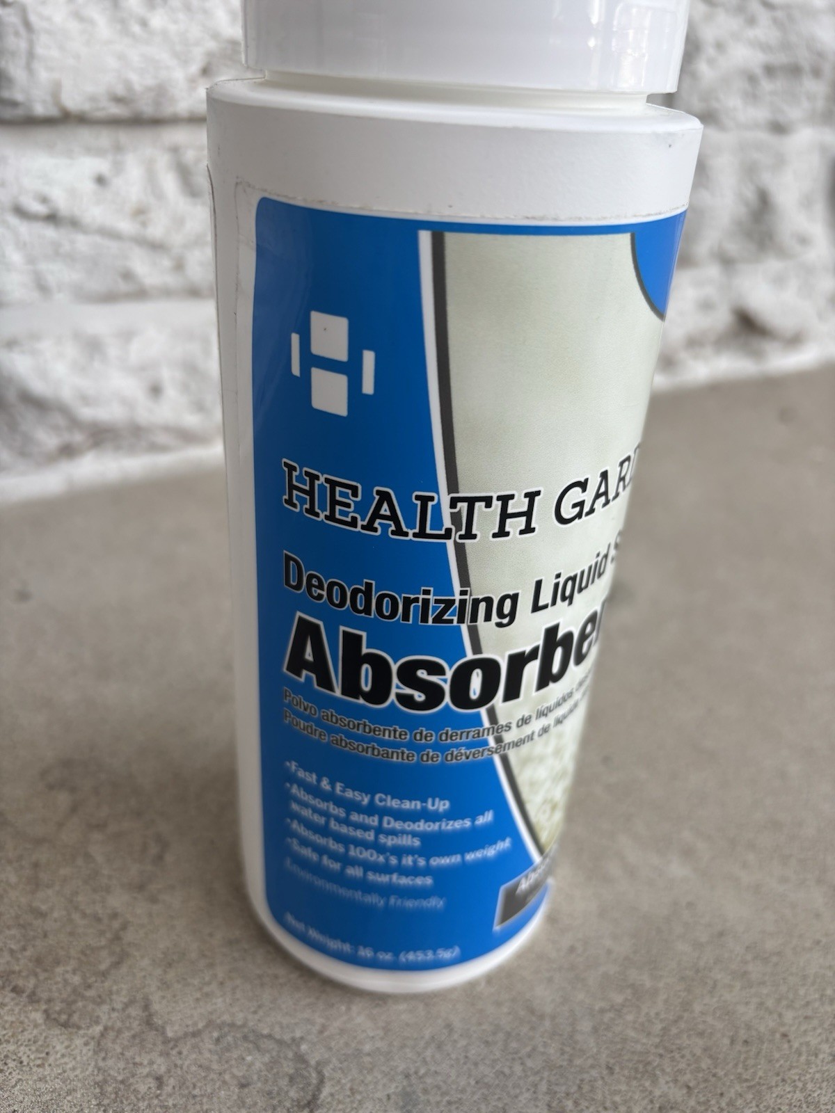 Health Gards Spill Absorbent & Deodorizer Powder 16 oz (453.5g) Fast Clean-Up