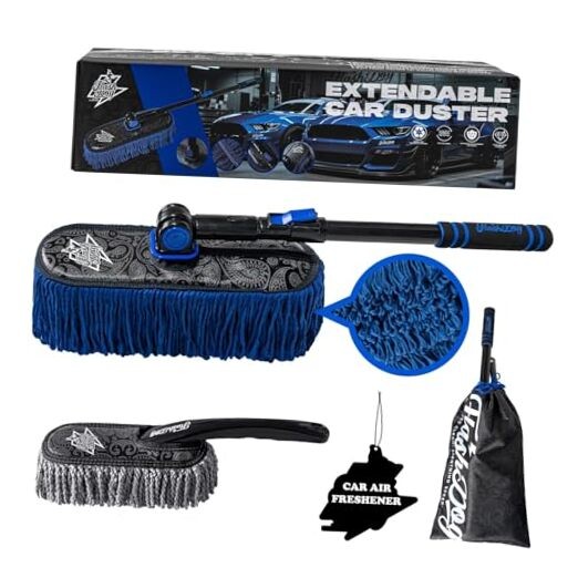 Car Duster Exterior & Interior Duster Aluminum Alloy Extendable Blue Grey