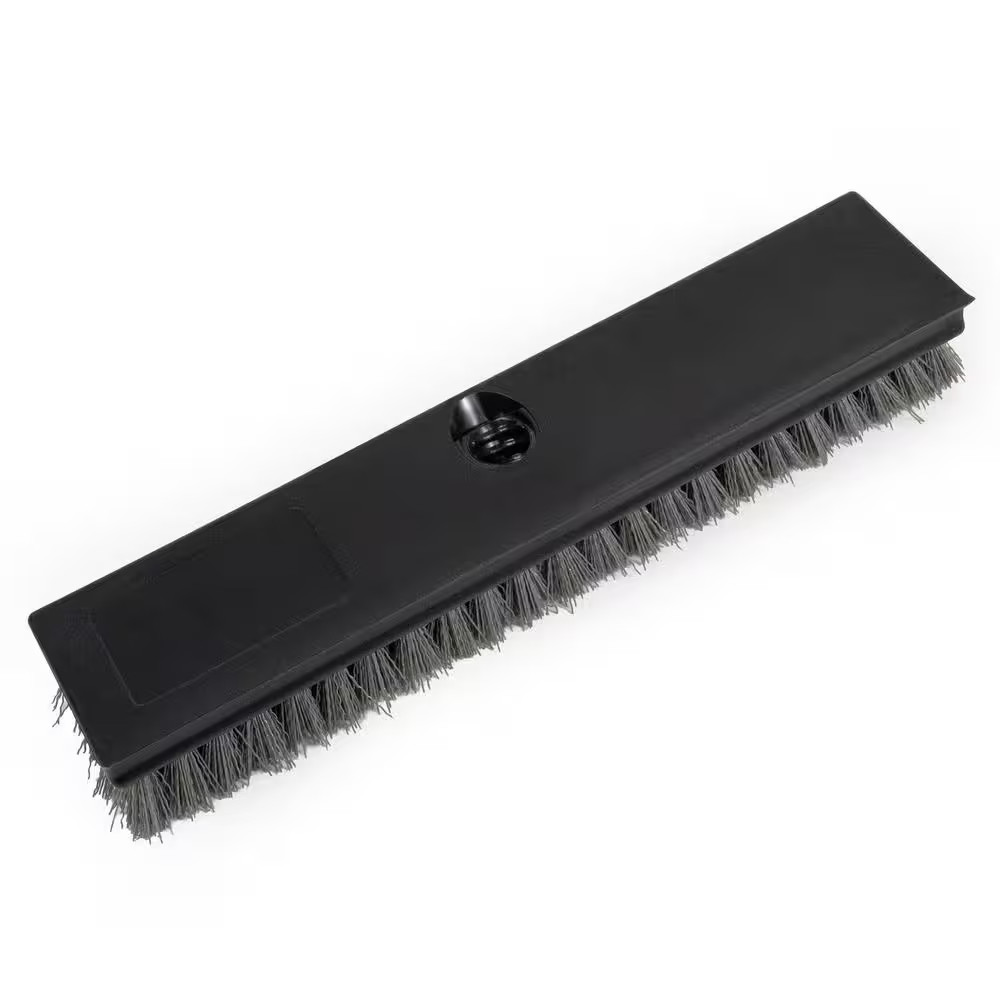 12 In. Plastic Deck Scrub Brush with 50 In. Handle (1-Pack)