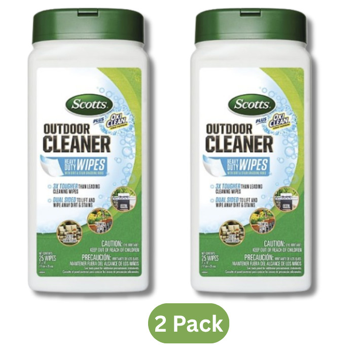 Scotts Plus Oxi Clean Outdoor Cleaner Heavy Duty Wipes 2 Pack (50 Wipes Total)