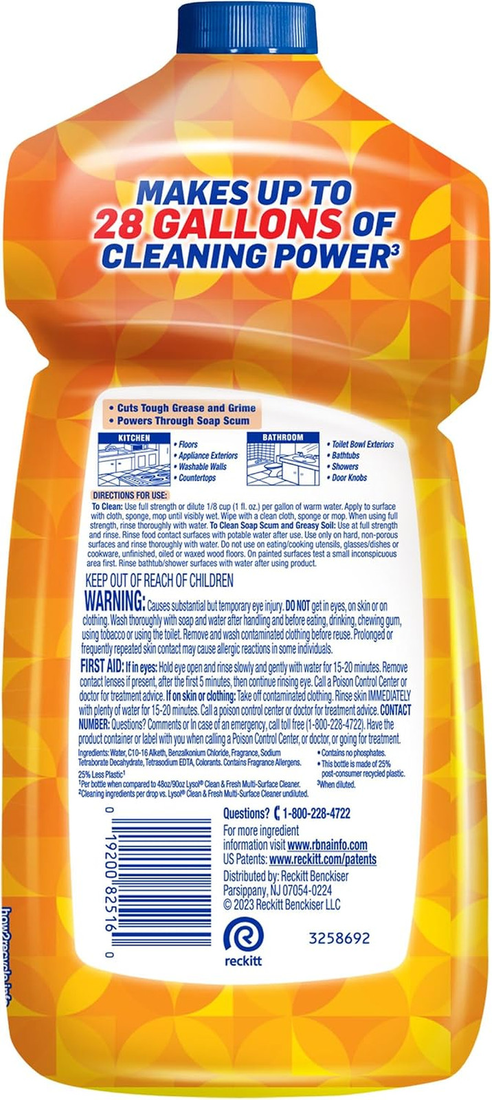 Power Clean Multi-Surface Cleaner, 2X Concentrated Pour, Mango & Hibiscus, 28 Fl