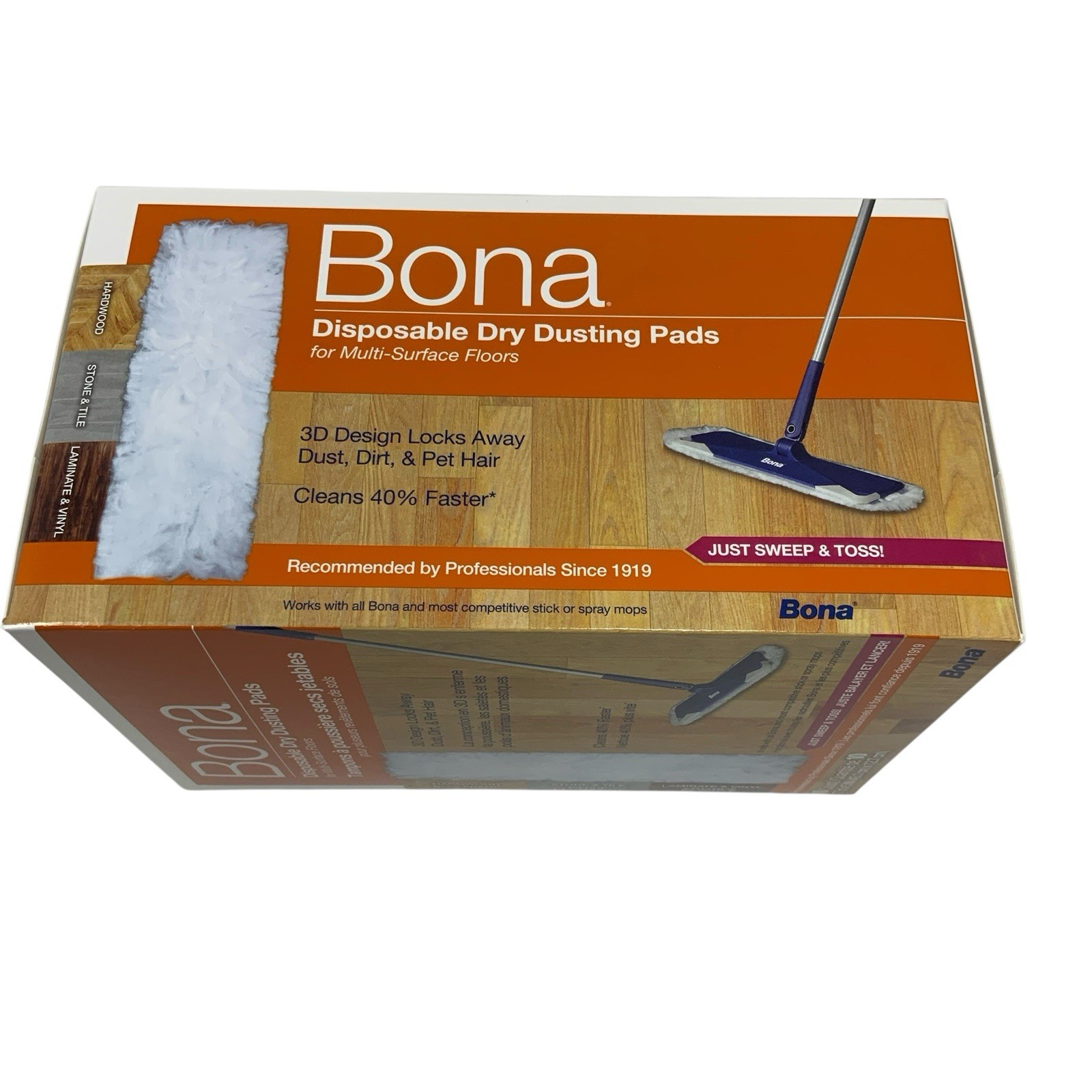 Bona 10 Pack Disposable Dry Dusting Pads MultiSurface Floors Hardwoods Refill