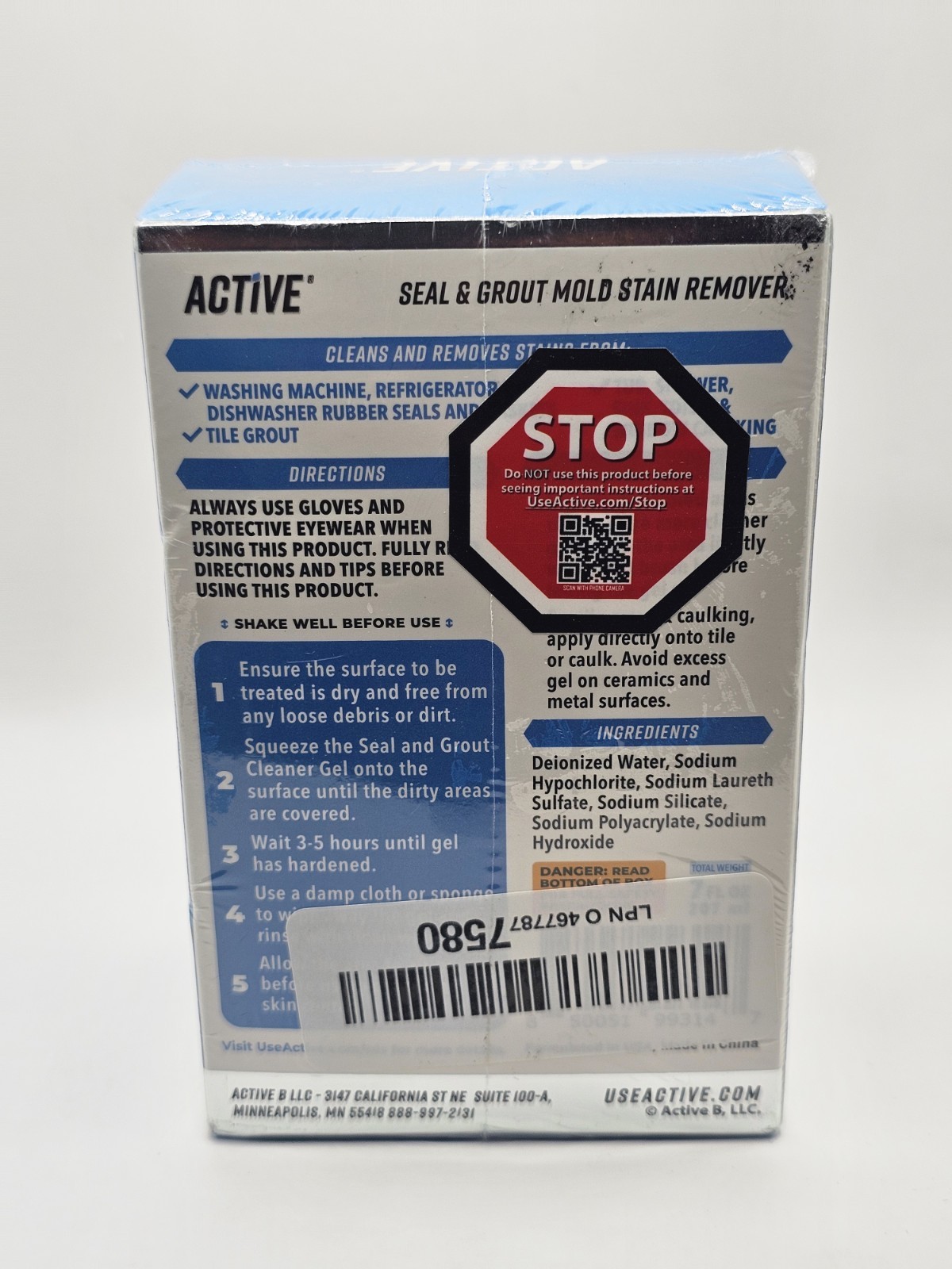 Active Mold Stain Remover Seal Grout Deep Clean 7oz
