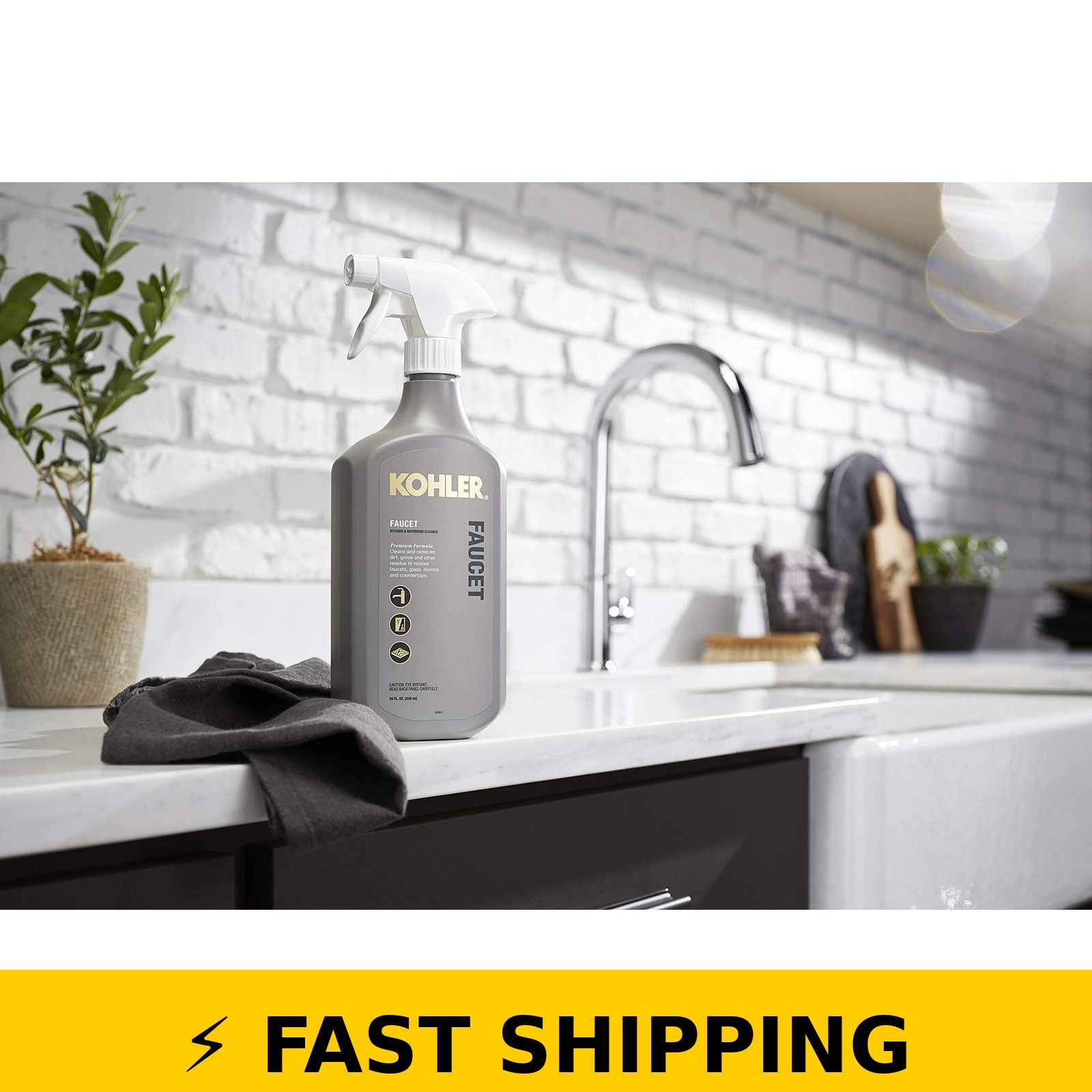 Kohler Faucet Cleaner, 28 FL Oz – Streak Free Shine, Ammonia Free