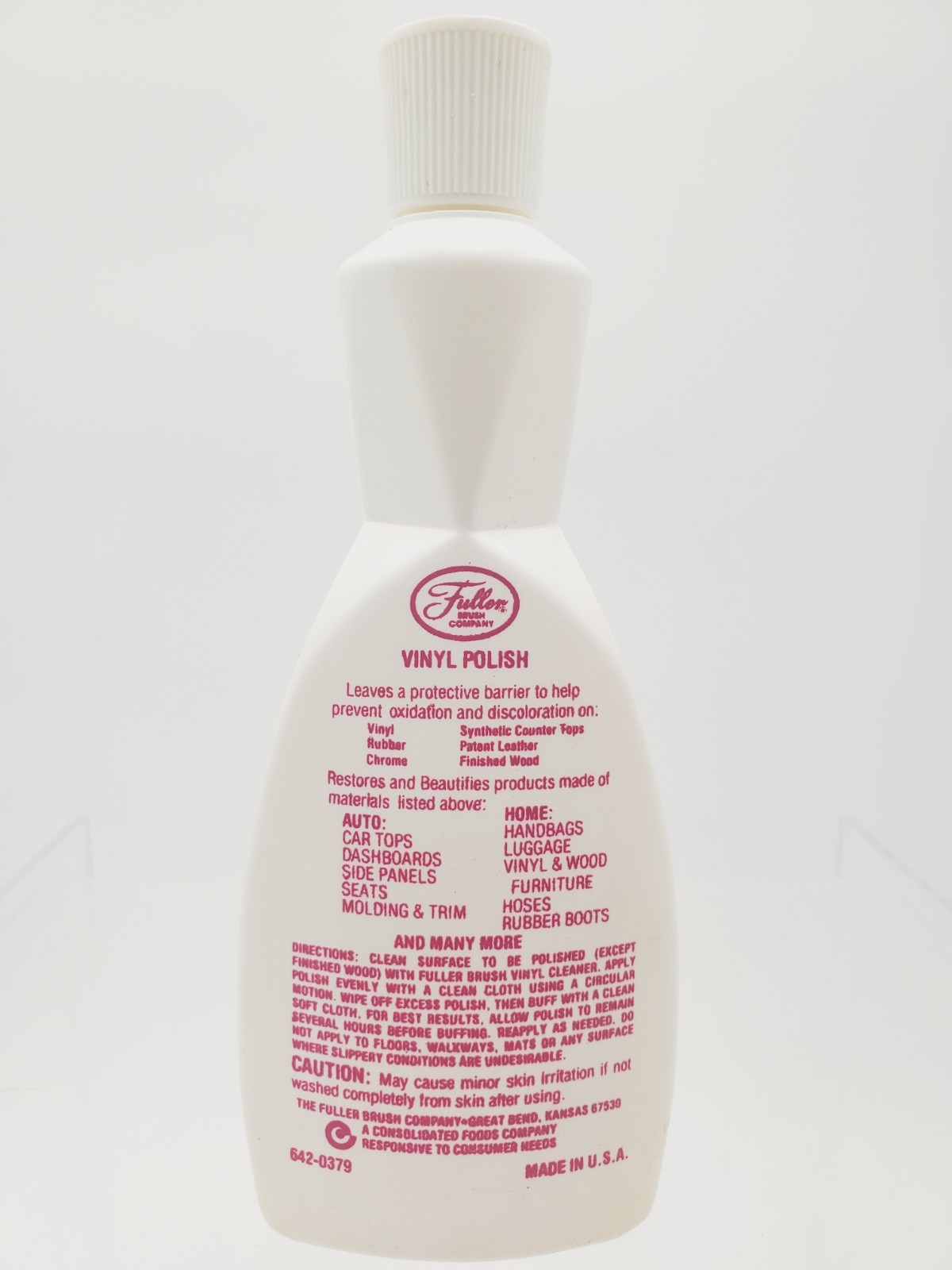 Fuller Auto/Home Vinyl Polish 8 oz Restores Beautifies Vinyl Rubber