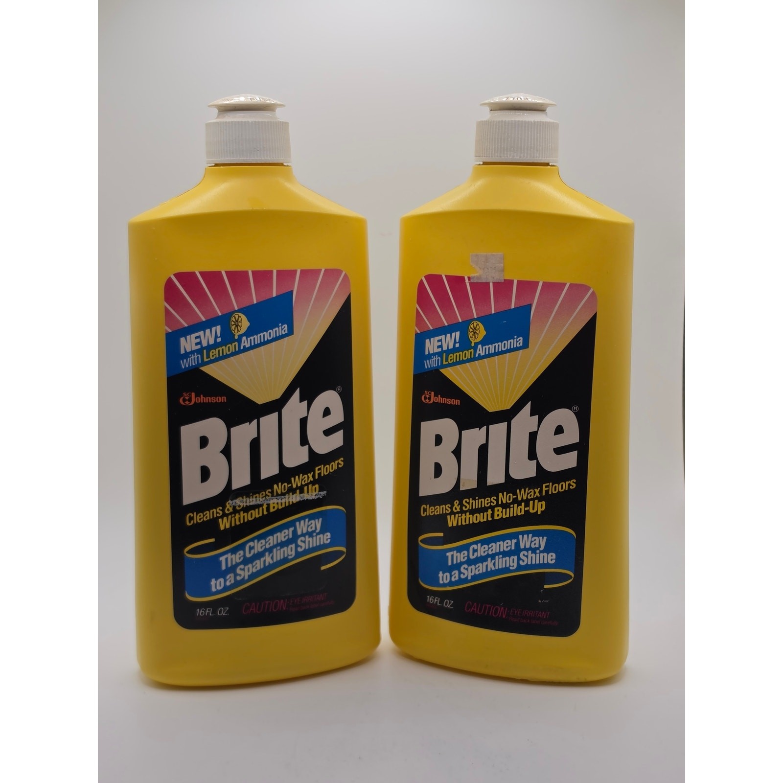 2 Bottles NOS 90’s Brite Floor Cleaner 16 oz SC Johnson For No Wax Floors