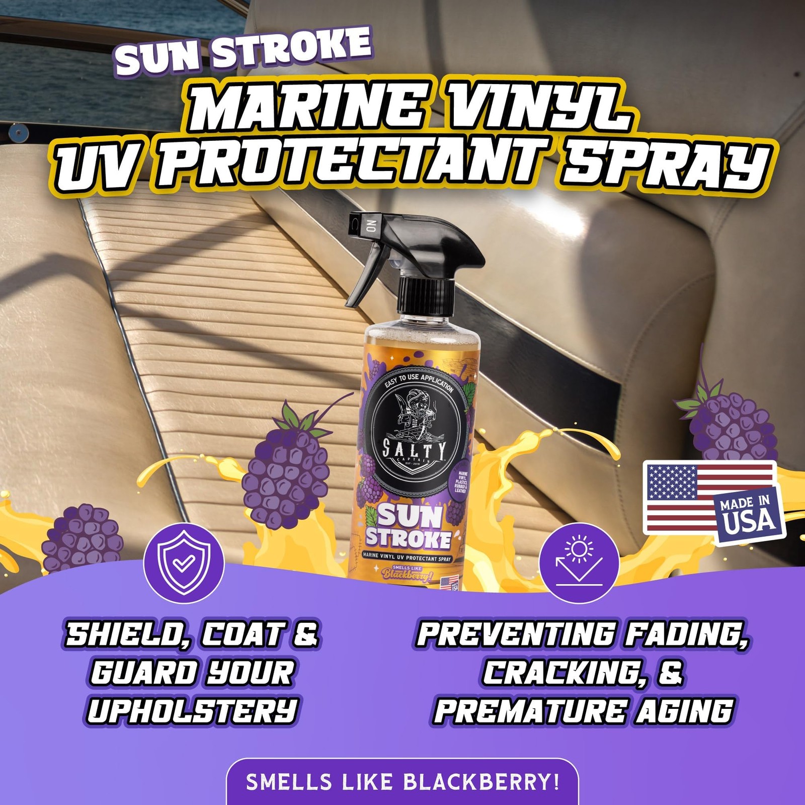 Salty Captain Sweet Seats Kit – Boat Upholstery Cleaner and Protectant Kit wi…