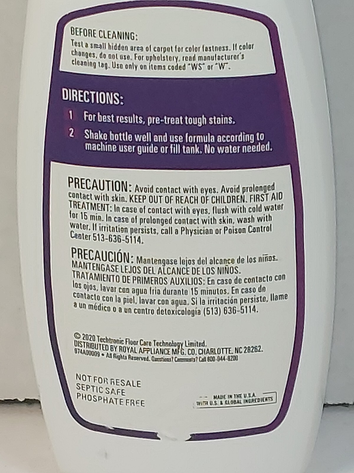 Hoover Paws & Claws Spot Clean Carpet Cleaning Formula Premix 6oz Cotton Breeze