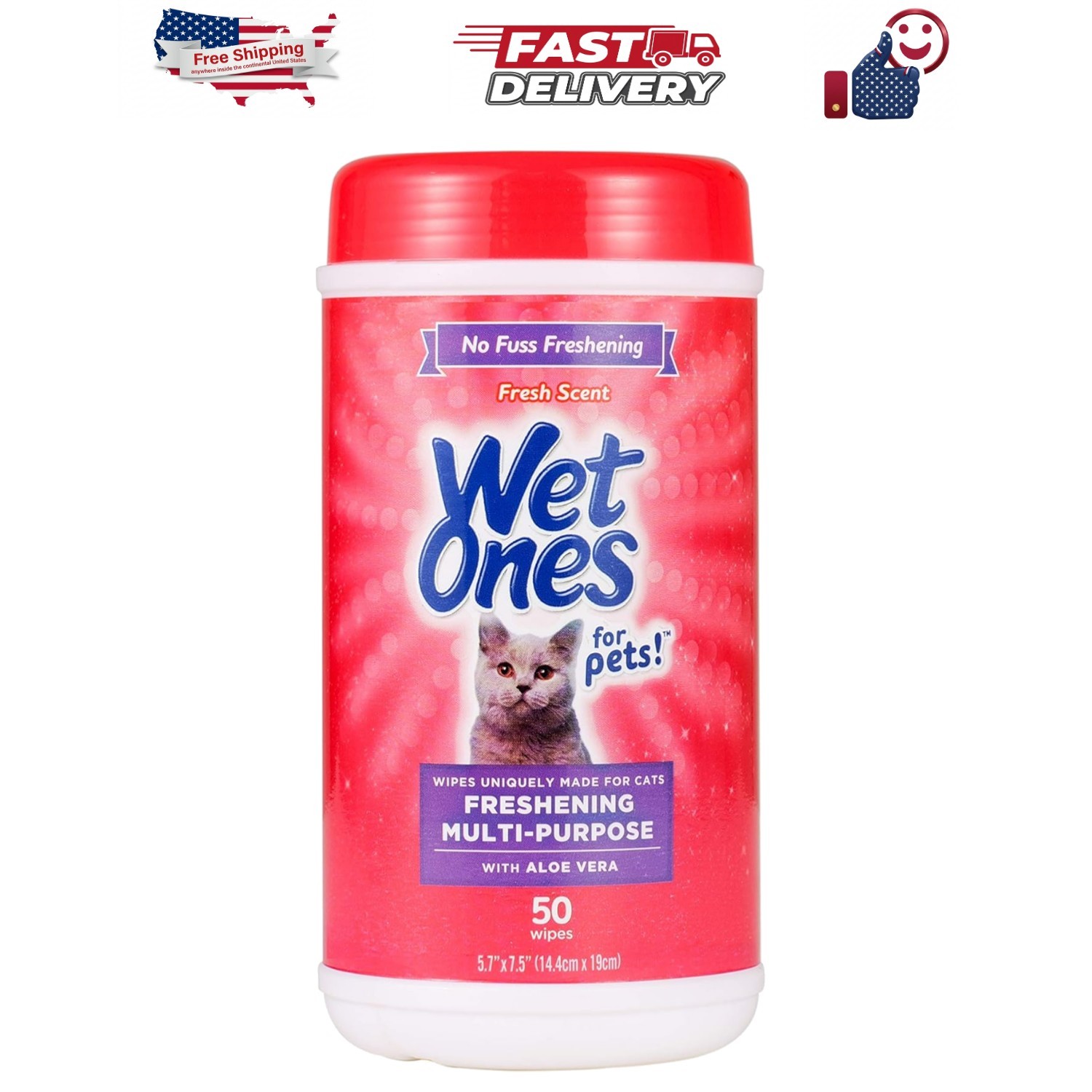 for Cats Freshening Wipes, Multi-Purpose Cat Grooming Wipes with Aloe Vera, H…