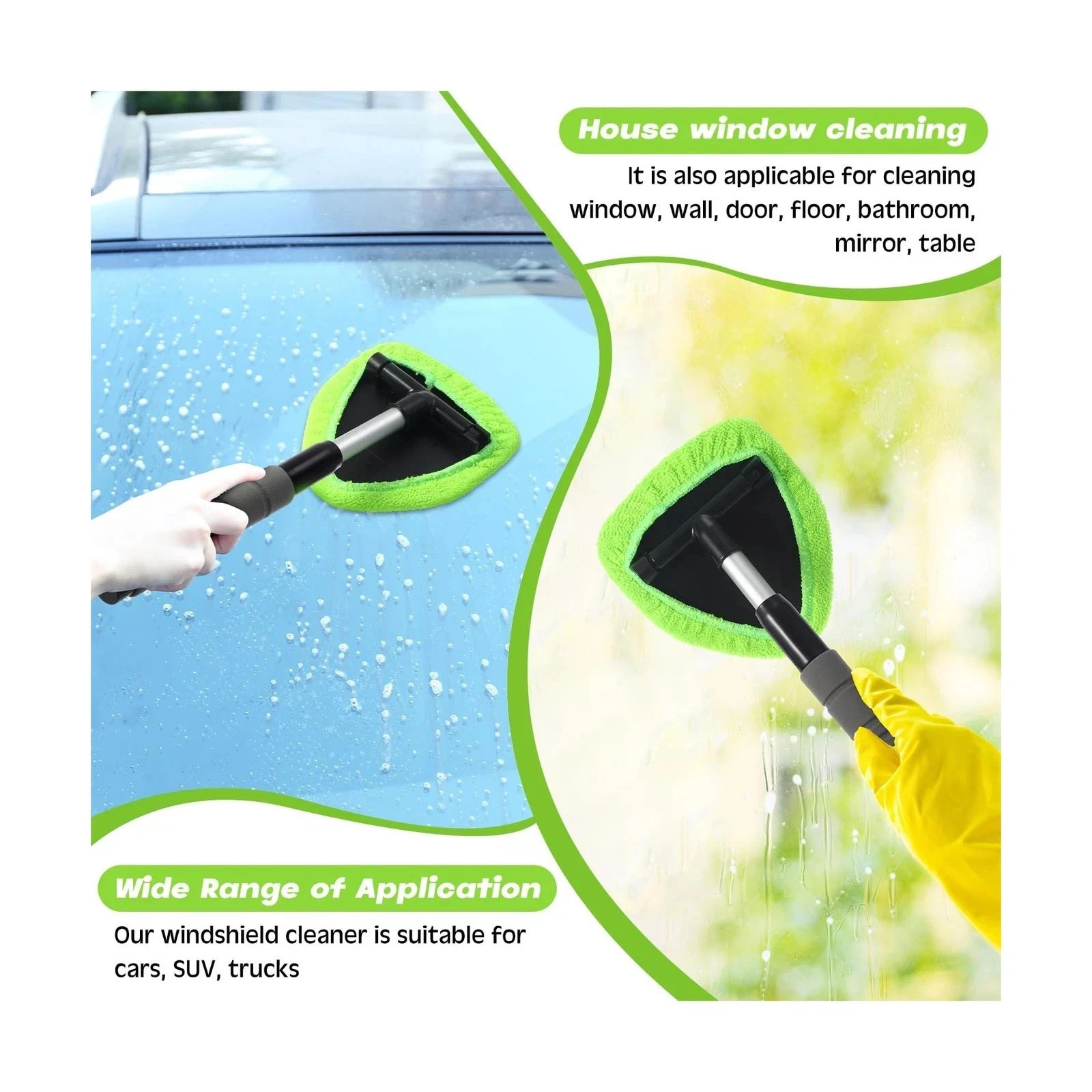 Windshield Cleaning Tool Kit Car Window Glass Wiper Cleaner Brush Pad Extendable