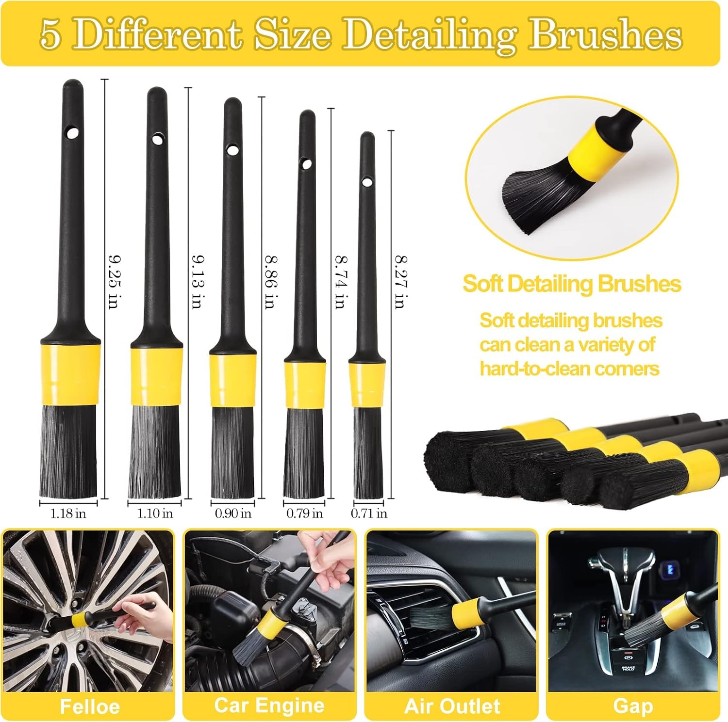 27Pcs Car Detailing Kit & Drill Brush Set for Interior & Exterior