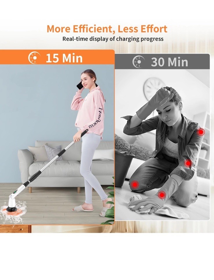 11 in 1 Electric Spin Scrubber Cordless Cleaning Brush 3 Adjustable Angles 2 …