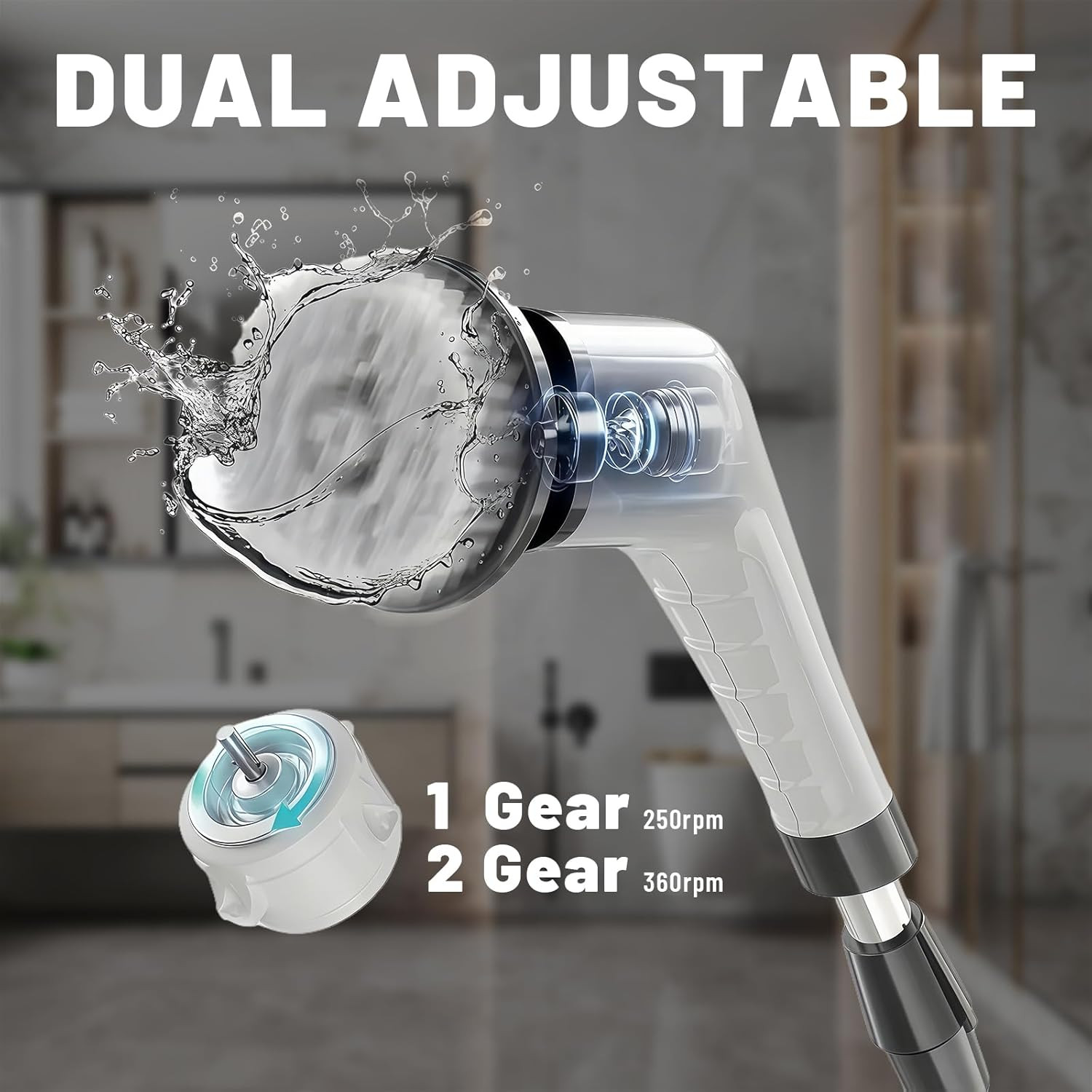 Electric Spin Scrubber- Ditch the Scrubbing! Long Handle Shower Scrubber