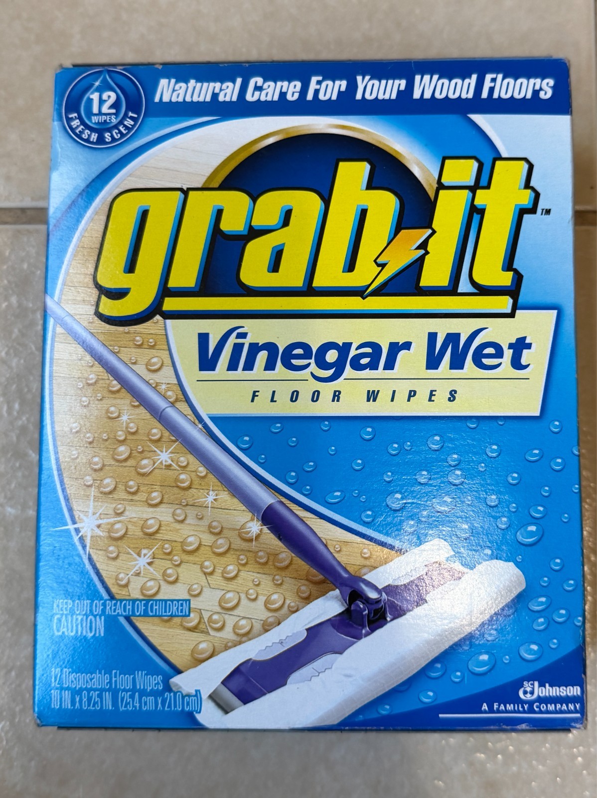 Pledge Grab It Vinegar Wet Floor Wipes Box of 12 Discontinued Natural Care Wood