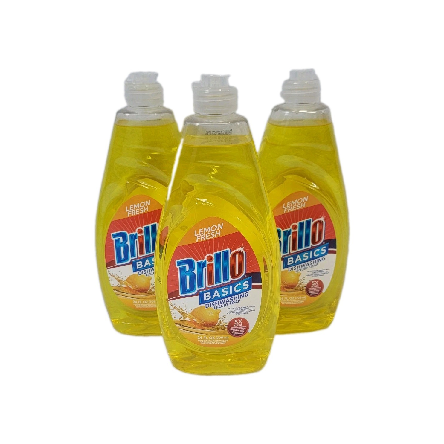 Lot Of 3 Brillo Basics Dish Soap Lemon Fresh Liquid Dishwashing Detergent 24 oz