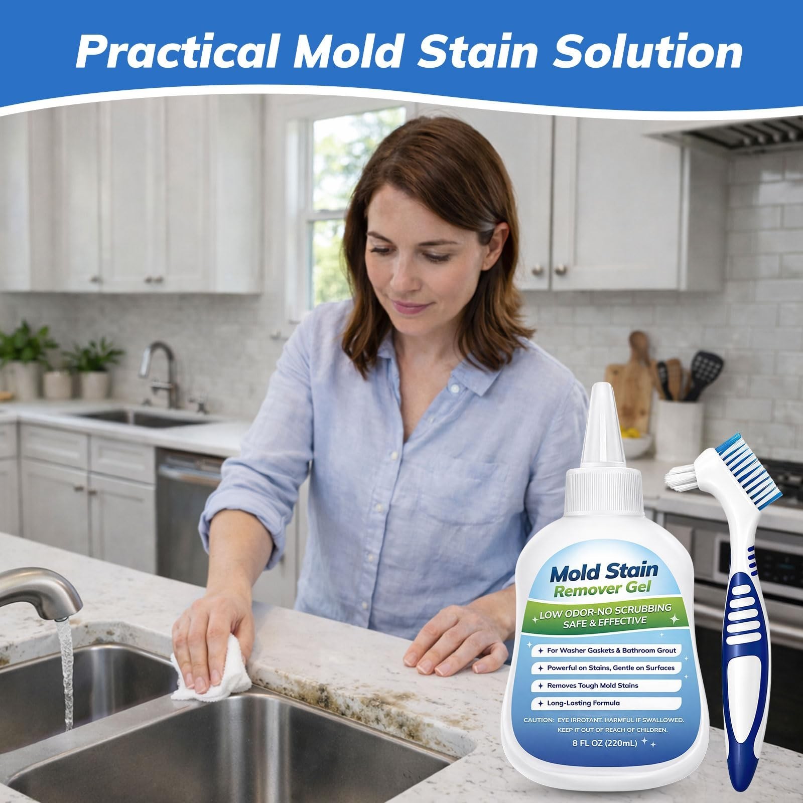 Mold Stain Remover Gel for Washing Machines & Bathrooms – Low Odor, Effective fo