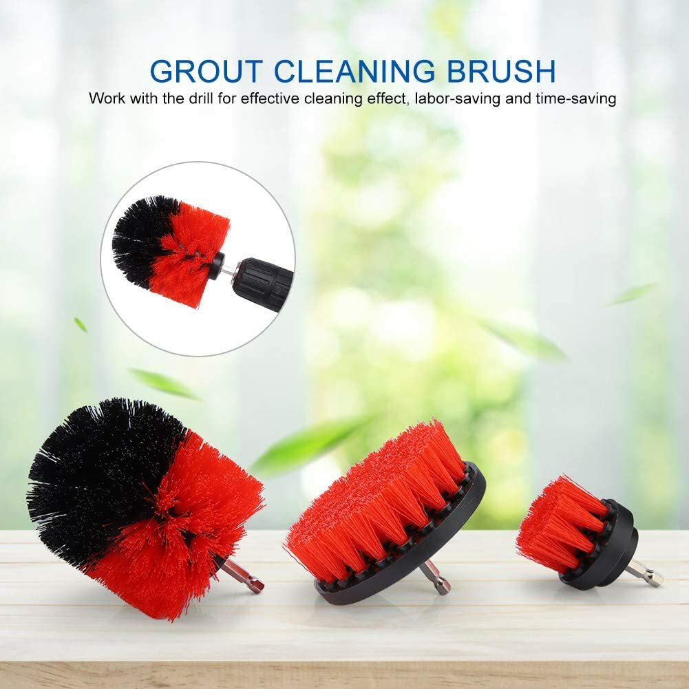 Drill Brushes Set 3pcs Tile Grout Power Scrubber Cleaner Spin Tub Shower Wall