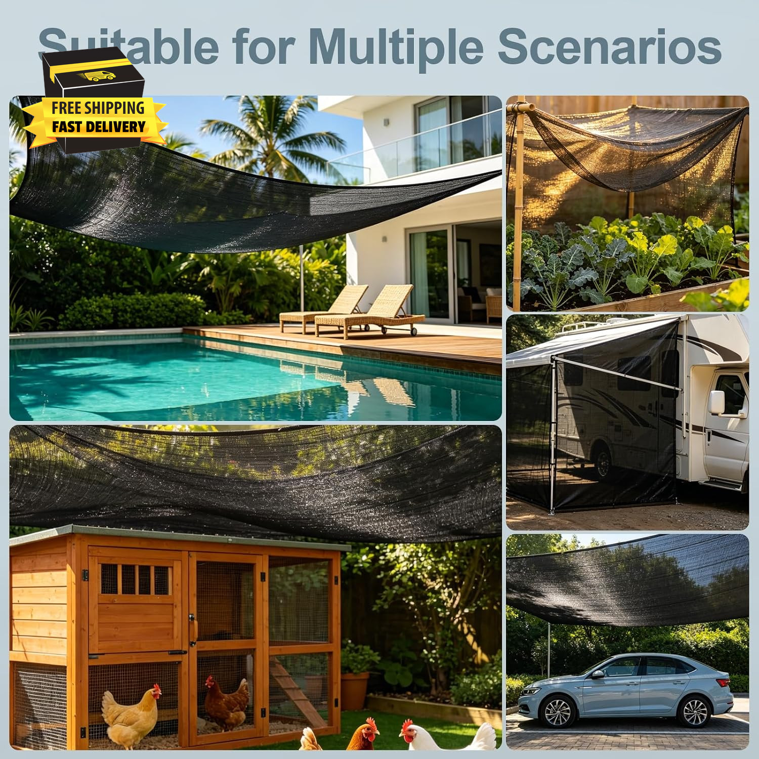 Shade Cloth,Approx.6.5X13 FT 55% Sunblock Shade Cloth for Garden,Shade Cover for