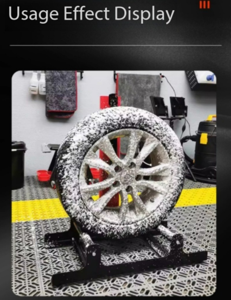 Professional Car Tire and Wheel Cleaning Rack with Rotating and Rolling Brackets