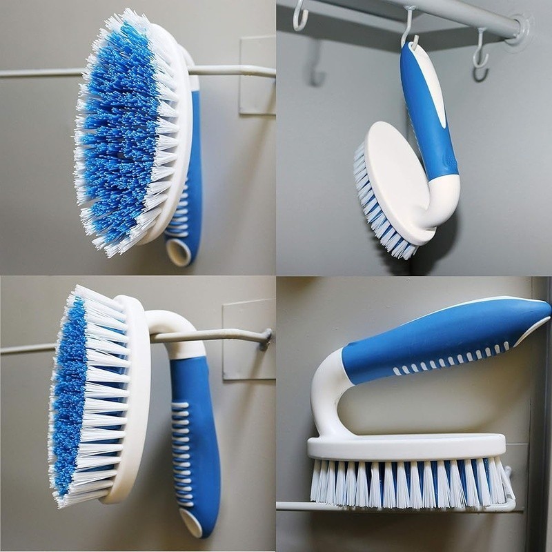 Sturdy Scrub Brushes 2 Pack Durable Bristles Easy Grip Household Cleaning Tools