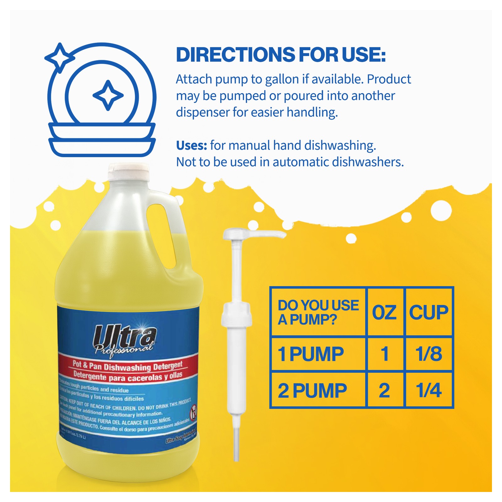 Ultra Professional™ 4 Pack 1 Gal Pots/Pans Dishwashing Detergent, Lemon, Yellow