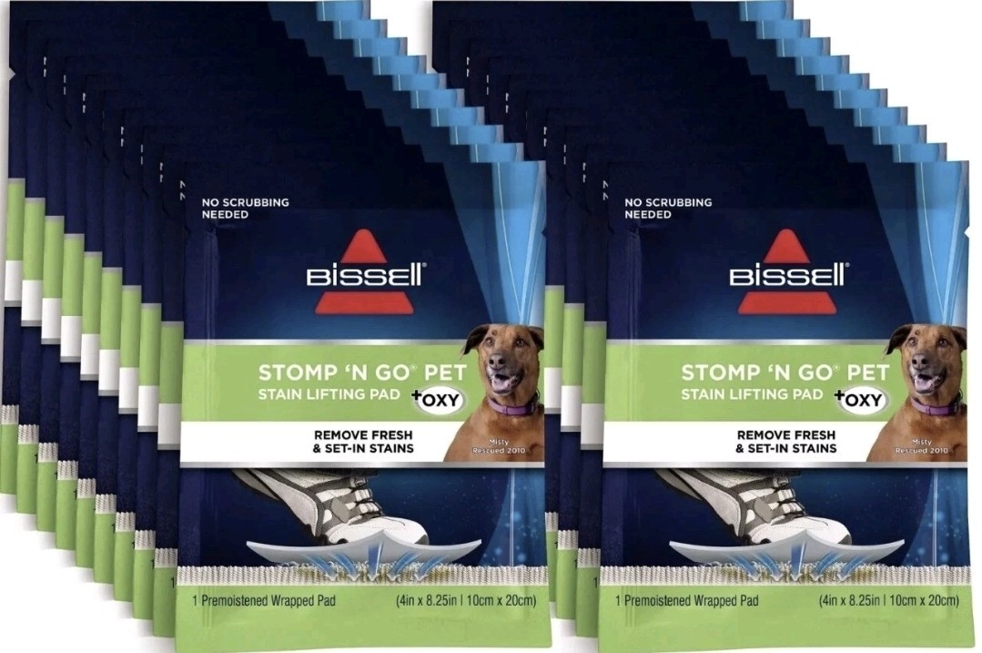 Bissel Stomp ‘N Go Pet Lifting Pads + Oxy Stain Carpet Rug Cleaning 20 Pack New