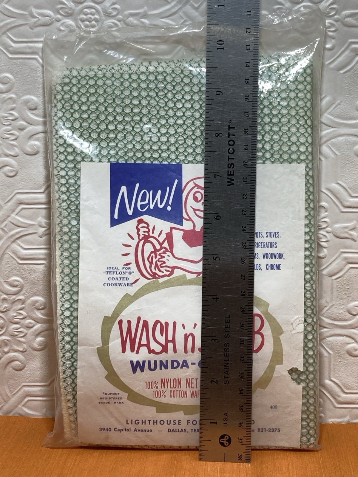 Vintage Wash N Scrub Wunda Cloth Nylon Net Backed W/Cotton Waffle OK for Teflon