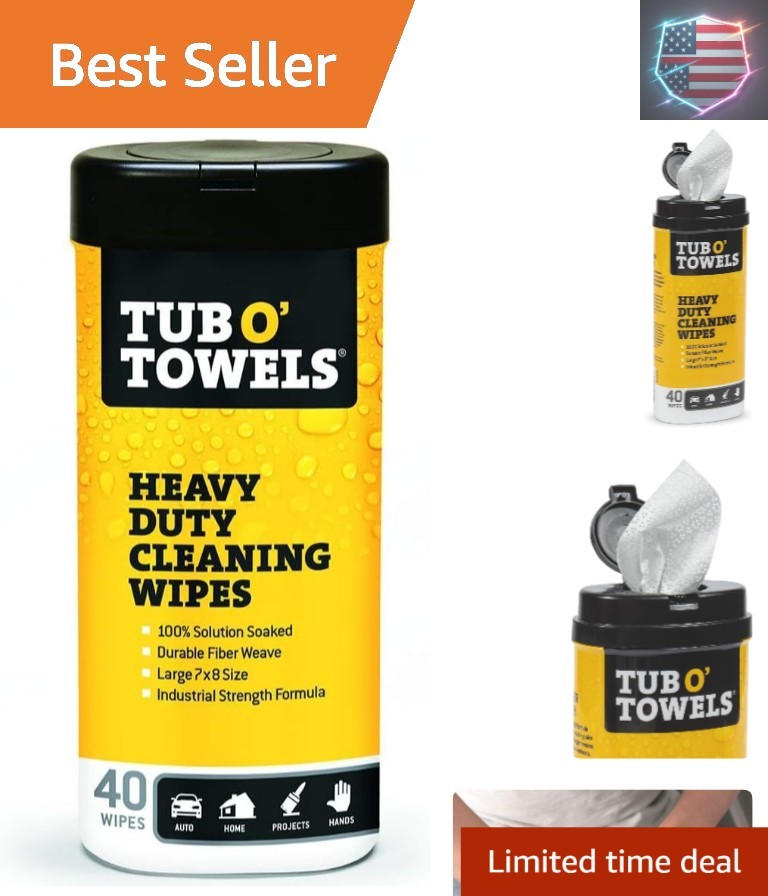 Tub O’Towels Heavy Duty Fiber Weave Cleaning Wipes 8 in. W x 7 in. L 40 pk