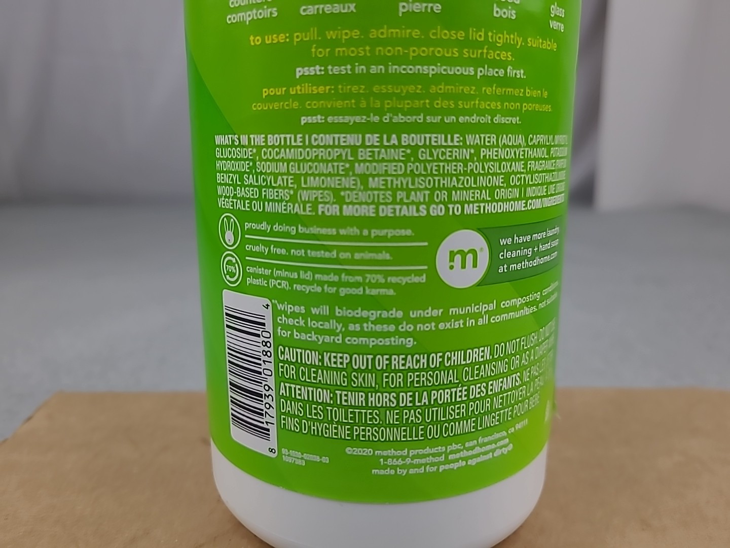 1x Method 18804 Biodegradable Cellulose All-Purpose Cleaning Wipes 30 Count