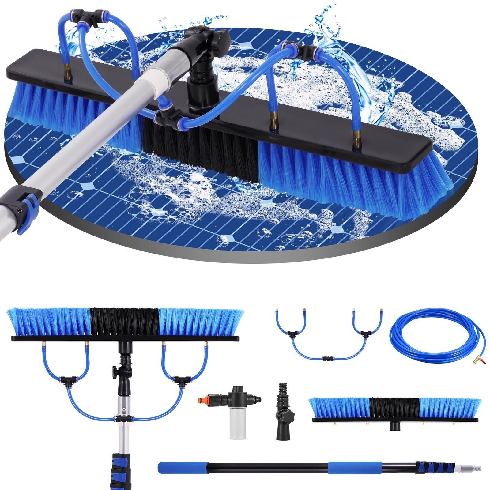2-in-1 Washing Brush-20″ Extra-Wide Head Telescoping 33 Ft Water