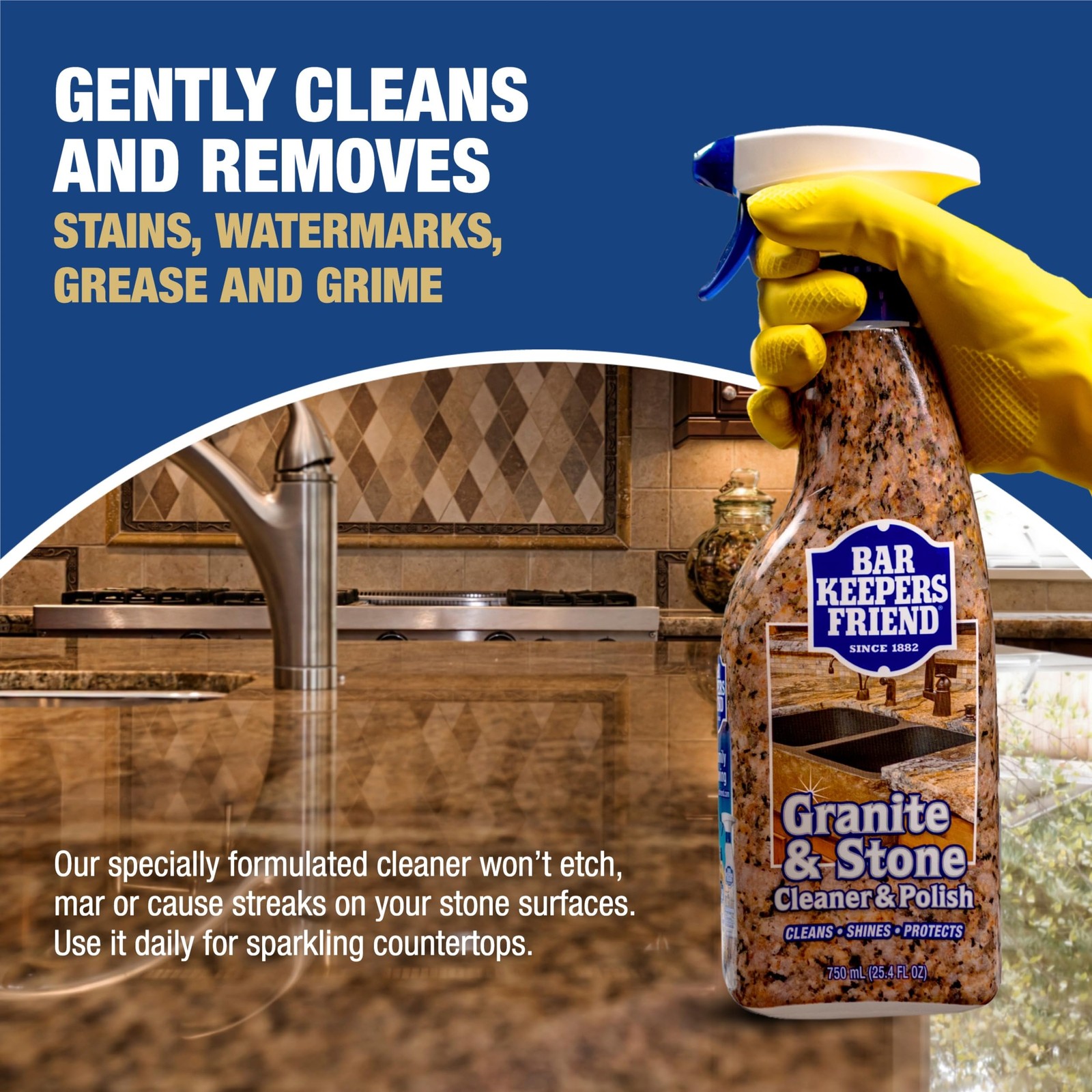 Stone & Granite Cleaner and Polish (25.4 oz) Plus 1 Microfiber Cloth, 2pc Cle…