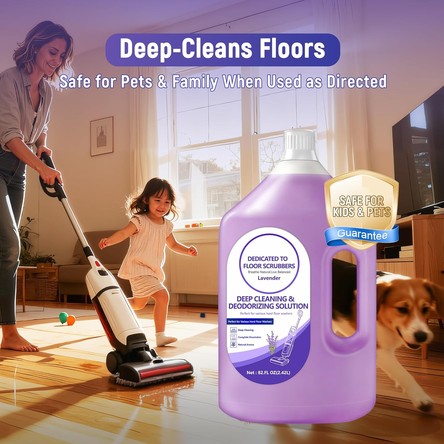 Floor Cleaning Solution Compatible with Tineco – 82 FL OZ Lavender Floor Clea…