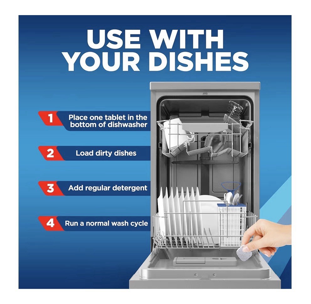 12 Pcs Finish Dishwasher Cleaner Tablets Deep Cleans Hidden Grease & Grime