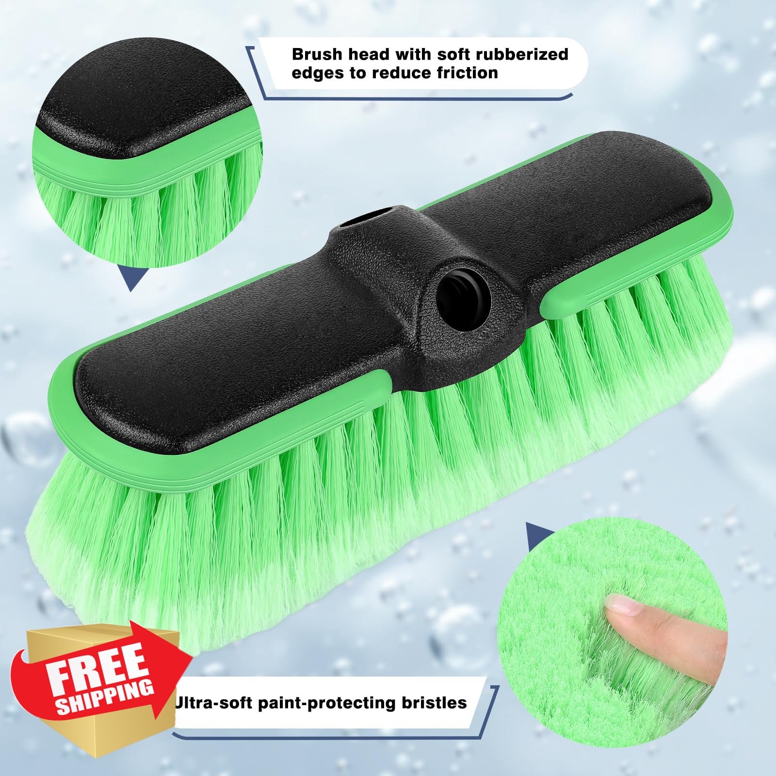 Liqmeivre 10″ Car Wash Brush Head Attachment Extension Pole