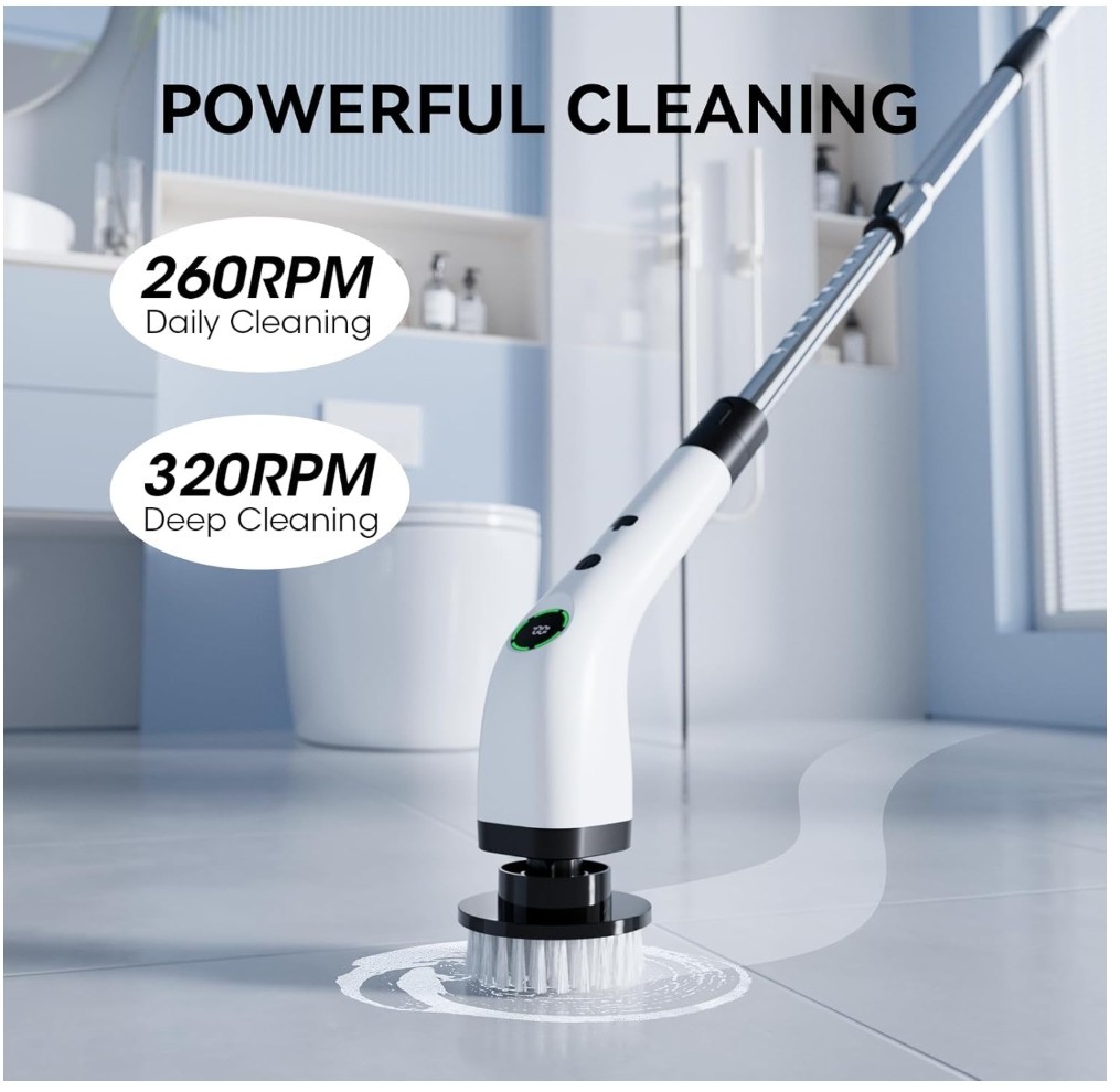 Electric Bathroom Cleaning Brush,Cordless Spin Scrubber FullBody Waterproof IPX7